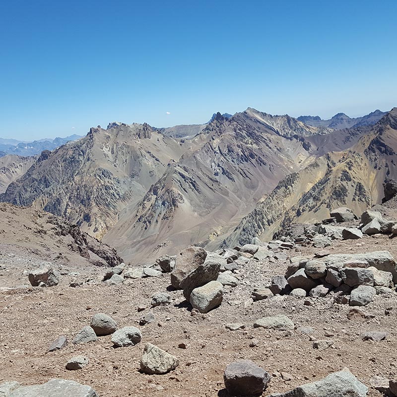 solo in de Andes op bijna 7000m hoogte